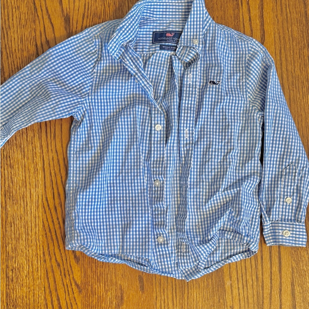Vineyard Vines Kids Blue Gingham Button Down Shirt